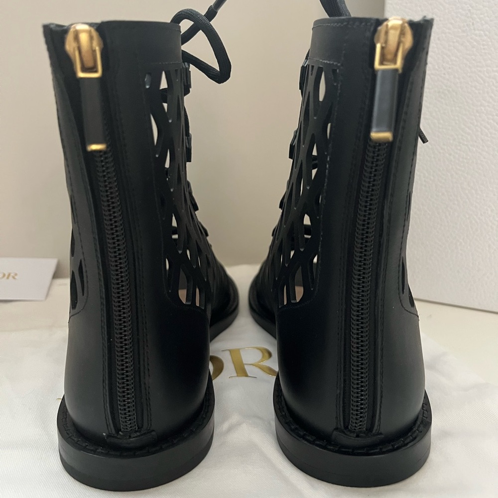 Dior Black Cutout Lace-Up Sandals - Picture 3 of 12